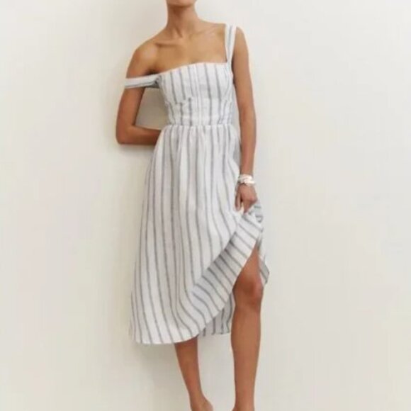 Reformation Tagliatelle Linen Dress - Harbor Stripe - Picture 2 of 11